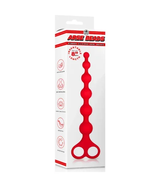 ARSE BEADS RIBBED SILICONE ANAL BEADS RED