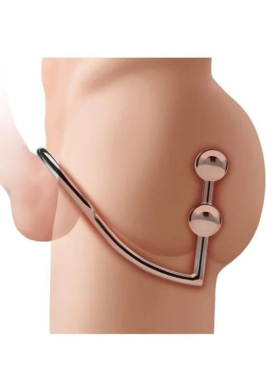 Blue Line 2 Bead Anal Hook and Cock Ring 45mm – Stainless