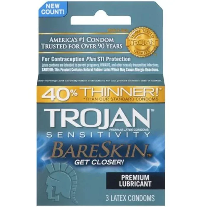 Trojan Sensitivity Bareskin Lubricated Condoms – 3 Pack